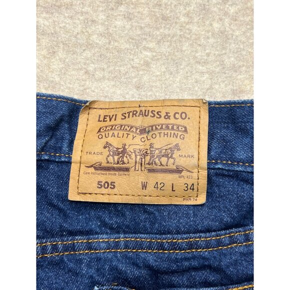 Vintage Levi's 505 Orange Tab Straight Leg Medium Wash Denim Jeans 42 X 34 - Picture 6 of 10